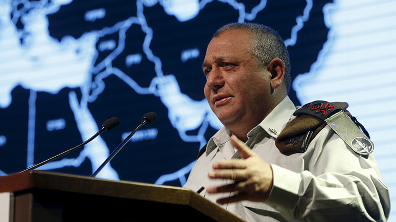 ISRAEL-SECURITY Israel's Chief of Staff Lieutenant General Gadi Eizenkot speaks at the annual Institute for National Security Studies (INSS) conference in Tel Aviv January 18, 2016. REUTERS/Baz Ratner - RTX22X9B