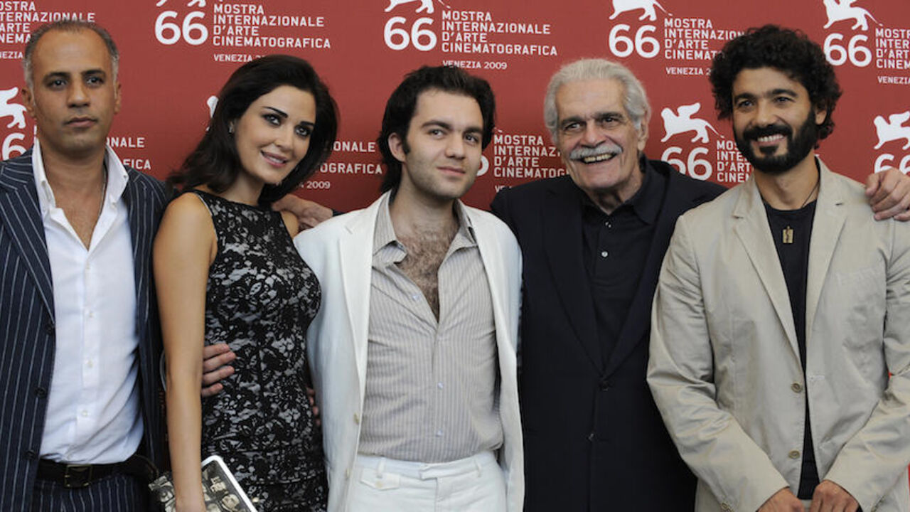 (From L) Director Ahmed Maher, actress B (From L) Director Ahmed Maher, actress Basma Hassan, actor Sherif Ramzy, actor Omar Sharif, actor Khaled Elnabawy pose during the photocall of "Al Mosafer" (The Traveller) at the Venice film festival on September 9, 2009. "Al Mosafer" is competing for the Golden Lion of the 66th Mostra Internationale d'Arte Cinematografica, the Venice film festival. AFP PHOTO / Damien Meyer (Photo credit should read DAMIEN MEYER/AFP/Getty Images)