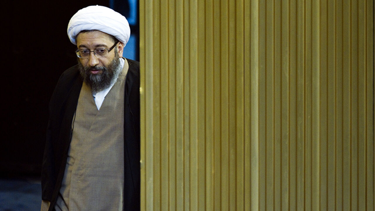 IRAN-POLITICS/RAFSANJANI EDITORS' NOTE: Reuters and other foreign media are subject to Iranian restrictions on leaving the office to report, film or take pictures in Tehran.
Judiciary Chief Ayatollah Sadegh Larijani arrives at Iran's Assembly of Experts' biannual meeting in Tehran March 8, 2011. Former Iranian president Akbar Hashemi Rafsanjani lost his position on Tuesday as head of an important state clerical body after hardliners criticised him for being too close to the reformist opposition. REUTERS/Raheb Homavandi (IRAN - Ta