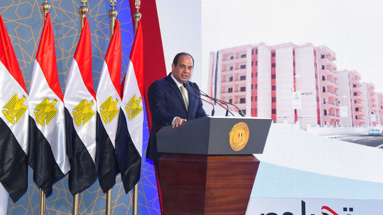Egyptian President Abdel Fattah al-Sisi speaks during the opening of the first and second phases of the housing project "Long Live Egypt", which focuses on development in the country's slums, at Al-Asmarat district in Al Mokattam area, east of Cairo, Egypt May 30, 2016 in this handout picture courtesy of the Egyptian Presidency. The Egyptian Presidency/Handout via REUTERS ATTENTION EDITORS - THIS IMAGE WAS PROVIDED BY A THIRD PARTY. EDITORIAL USE ONLY. - RTX2ETMH