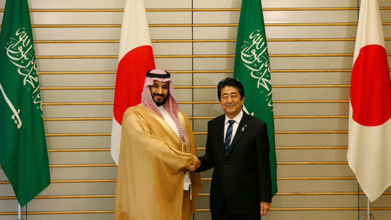 Saudi Deputy Crown Prince Mohammad bin Salman meets with Japan's Prime Minister Shinzo Abe at Abe's official residence in Tokyo Saudi Deputy Crown Prince Mohammad bin Salman (L) meets with Japan's Prime Minister Shinzo Abe at Abe's official residence in Tokyo, Japan September 1, 2016. REUTERS/Issei Kato - RTX2NR86