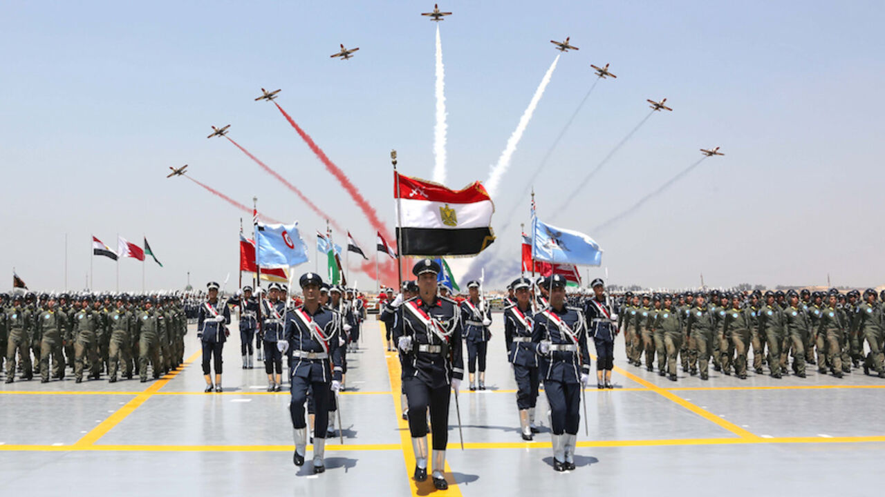 EGYPT-MILITARY/ Egyptian students and the Air Force Academy graduates attend during the graduation of 83 aviation and military science at the Air Force Academy in Cairo, Egypt July 20, 2016 in this handout picture courtesy of the Egyptian Presidency. The Egyptian Presidency/Handout via REUTERS ATTENTION EDITORS - THIS IMAGE WAS PROVIDED BY A THIRD PARTY. EDITORIAL USE ONLY. - RTSIXER