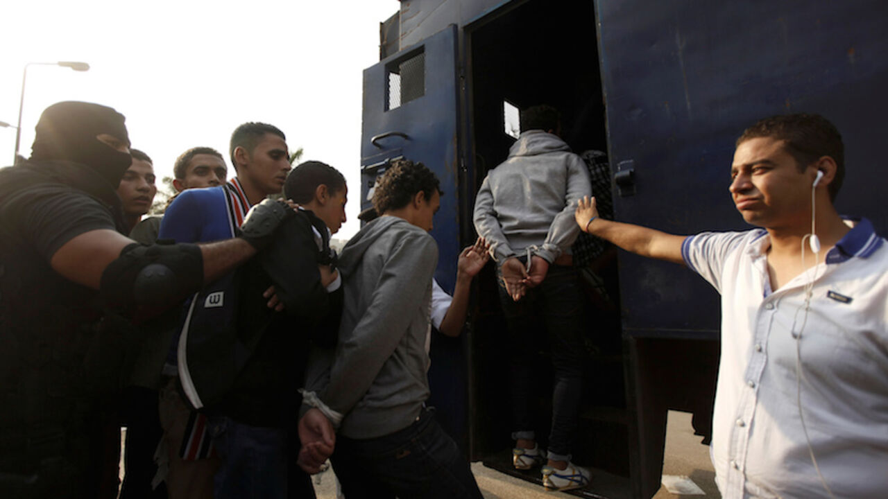 Police detain students at Al-Azhar University after student protests in Cairo FILE PHOTO: Police detain students at Al-Azhar University after student protests in Cairo, Egypt, October 30, 2013. To match Special Report EGYPT-STUDENTS/ REUTERS/Staff/File Photo - RTX2F3P8