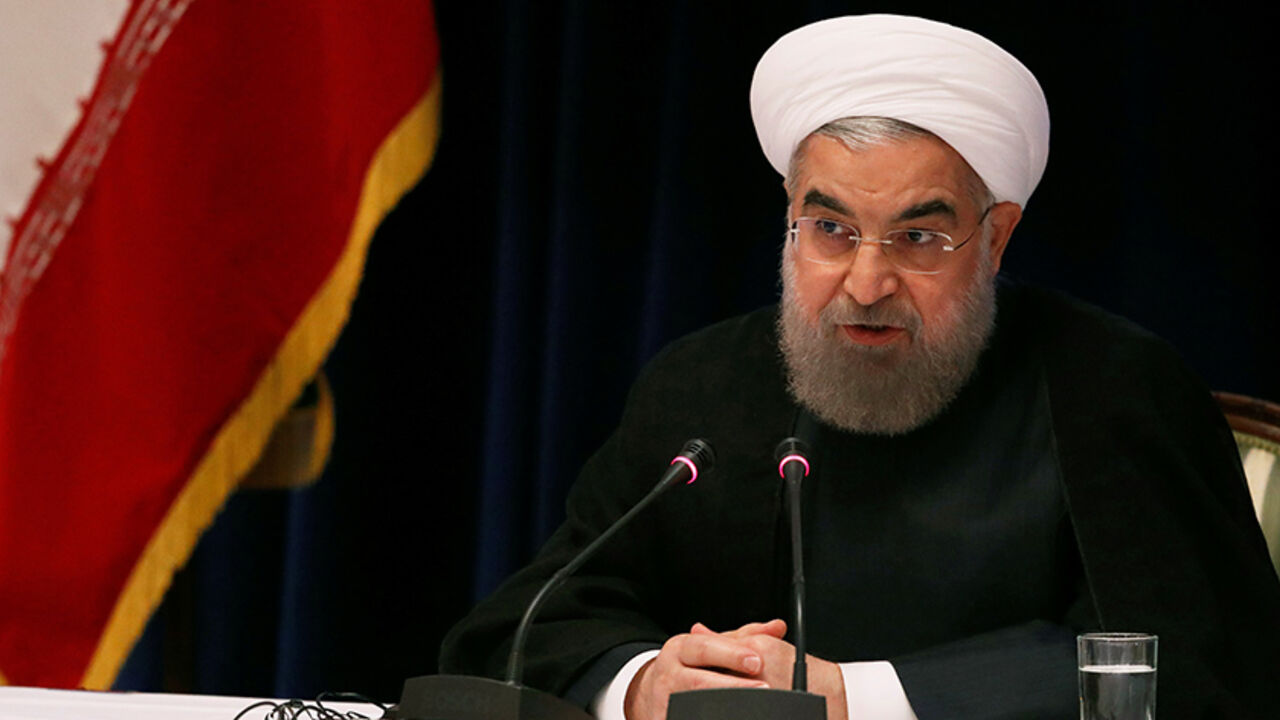UN-ASSEMBLY/ Iranian President Hassan Rouhani speaks at a news conference near the United Nations General Assembly in the Manhattan borough of New York, U.S., September 22, 2016. REUTERS/Lucas Jackson - RTSP0SP
