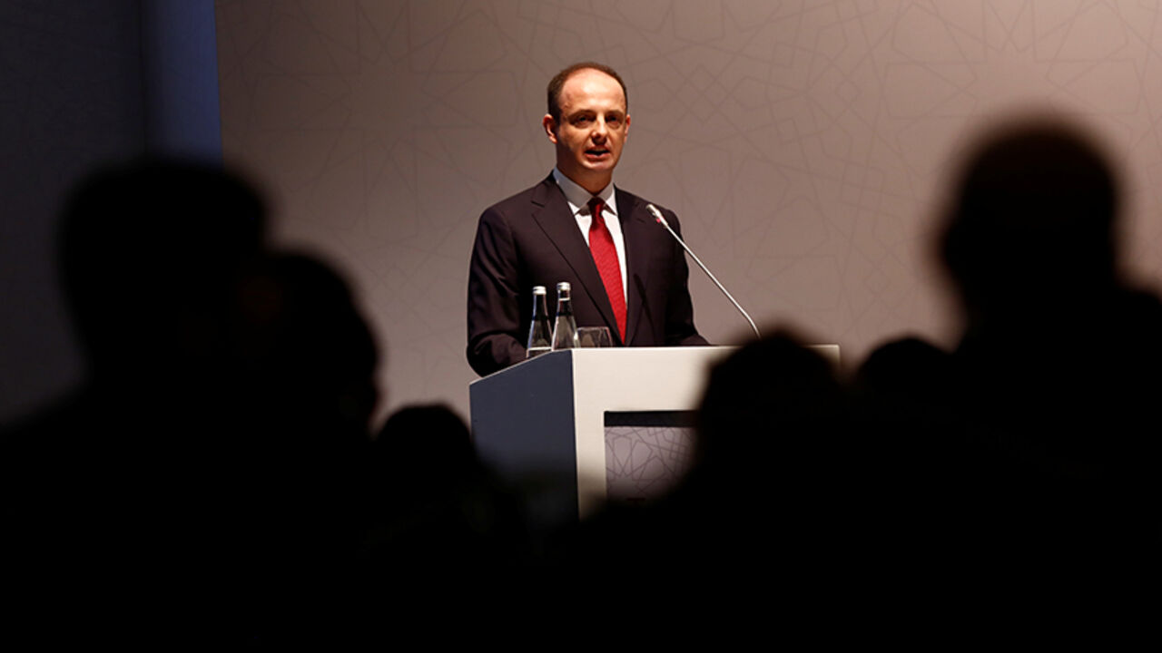 Turkey's central bank governor Murat Cetinkaya speaks during a news conference in Istanbul, Turkey April 26, 2016. REUTERS/Murad Sezer - RTX2C6AI