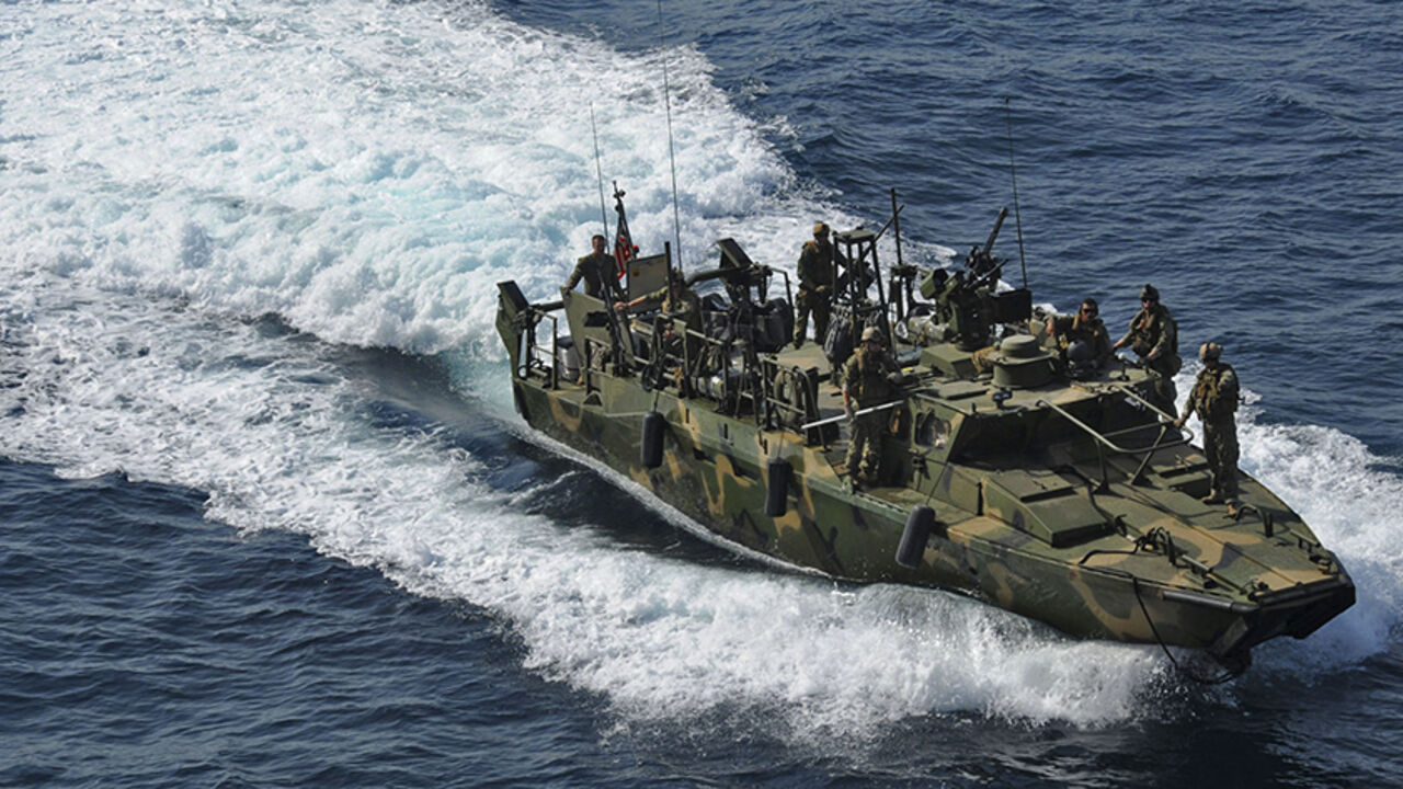 USA-IRAN/BOATS A riverine command boat from Riverine Detachment 23 operates during a maritime air support operations center exercise in the Arabia Gulf in this June 12, 2012 handout photo, provided by the U.S. Navy, January 12, 2016. Ten sailors aboard two U.S. Navy riverine patrol boats were seized by Iran in the Gulf on Tuesday, and Tehran told the United State the crew members would be promptly returned, according to U.S. Officials. REUTERS/Mass Communication Specialist 2nd Class Zane Ecklund/U.S. Navy/Handout via Re