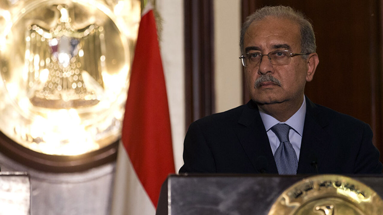 Nic6495129 Egypt Prime Minister Sherif Ismail and his French counterpart Manuel Valls (unseen) take part in a joint press conference at the Office of the Prime Minister on October 10, 2015 in the Egyptian capital Cairo. Valls arrived in Egypt to start a three-country Arab tour aimed at boosting economic ties and for holding talks on the region's conflicts. AFP PHOTO / KENZO TRIBOUILLARD (Photo credit should read KENZO TRIBOUILLARD/AFP/Getty Images)