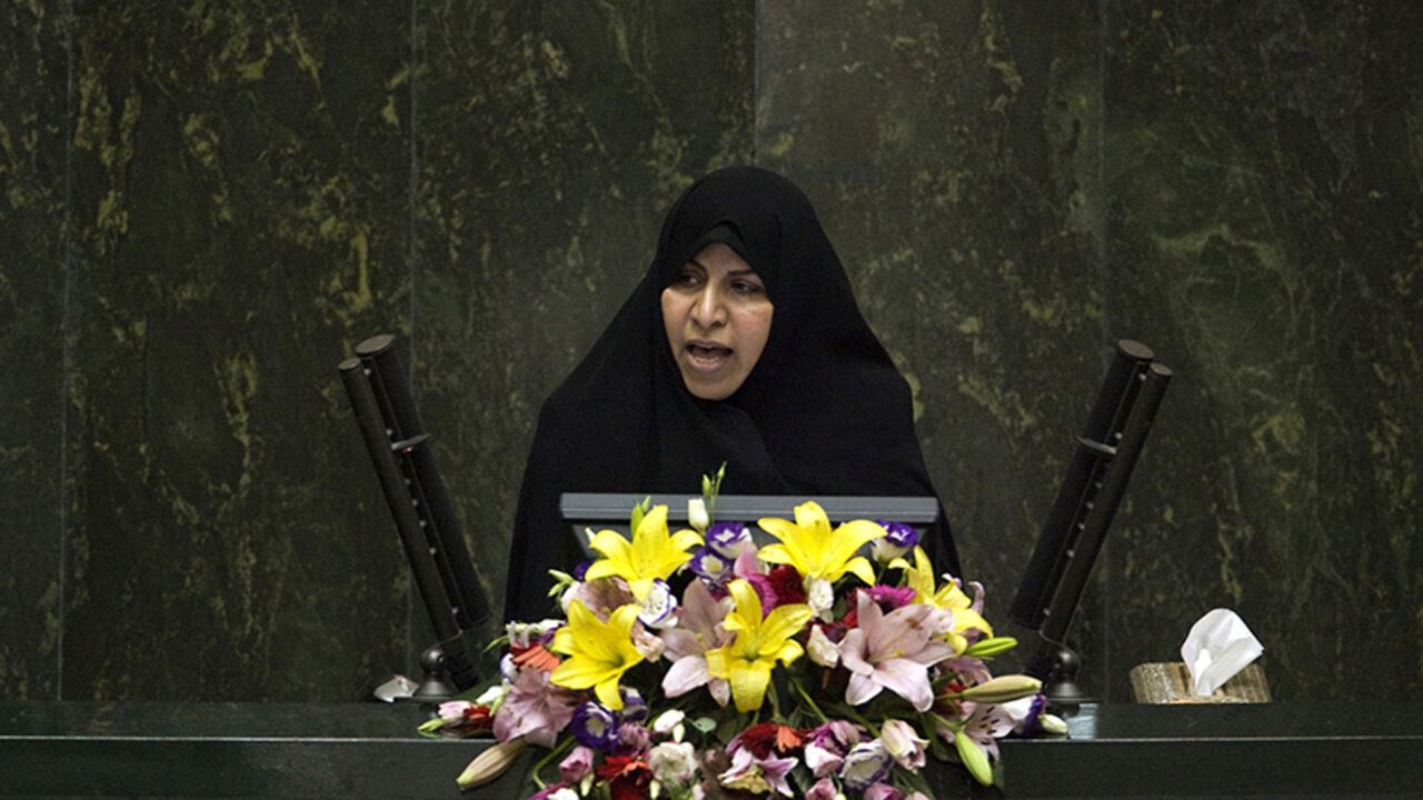 EDITORS' NOTE: Reuters and other foreign media are subject to Iranian restrictions on their ability to film or take pictures in Tehran.

Nominee for Health Minister Marzieh Vahid-Dastjerdi speaks to lawmakers in parliament in Tehran September 1, 2009. REUTERS/Morteza Nikoubazl (IRAN POLITICS) - RTR27BK4