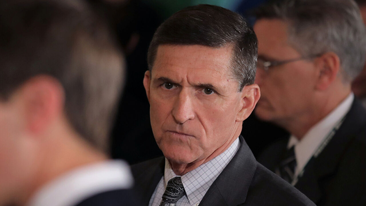 USA-TRUMP/FLYNN White House National Security Advisor Michael Flynn (C) arrives prior to a joint news conference between Canadian Prime Minister Justin Trudeau and U.S. President Donald Trump at the White House in Washington, U.S., February 13, 2017. REUTERS/Carlos Barria - RTSYJDE