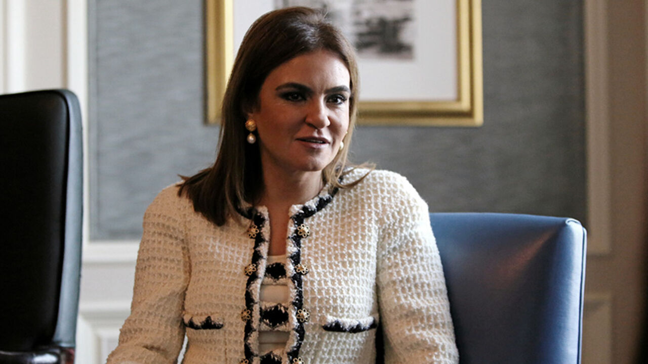 EGYPT-ECONOMY/DEVELOPMENT International Cooperation Minister Sahar Nasr talks during an interview with Reuters in Cairo, Egypt, December 8, 2015. Picture taken December 8, 2015. REUTERS/Mohamed Abd El Ghany - RTX2TFWU
