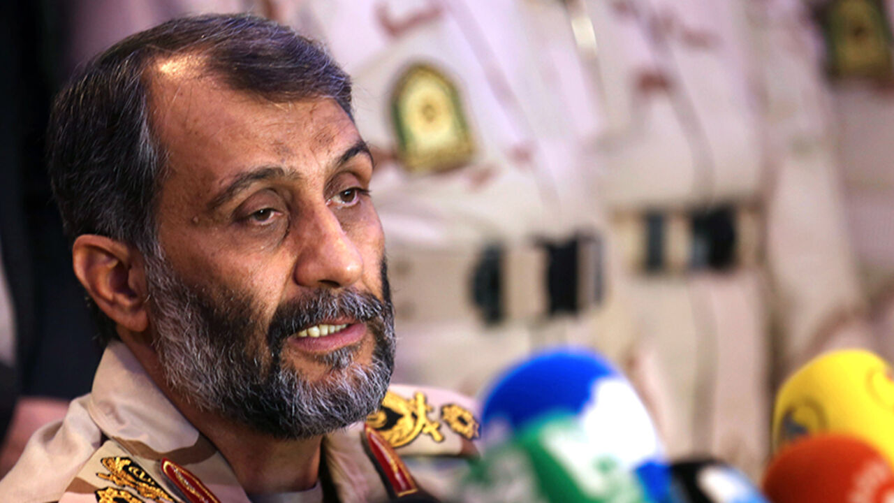 Nic6444578 The commander of the Iranian border guards Qassim Rezai speaks during a press conference with his Iraqi counterpart, Musatafa Abdulkarim, after signing a cooperation agreement between the two countries on April 22, 2015 in of Arbil, the capital of the autonomous Kurdish region of northern Iraq. AFP PHOTO / SAFIN HAMED (Photo credit should read SAFIN HAMED/AFP/Getty Images)