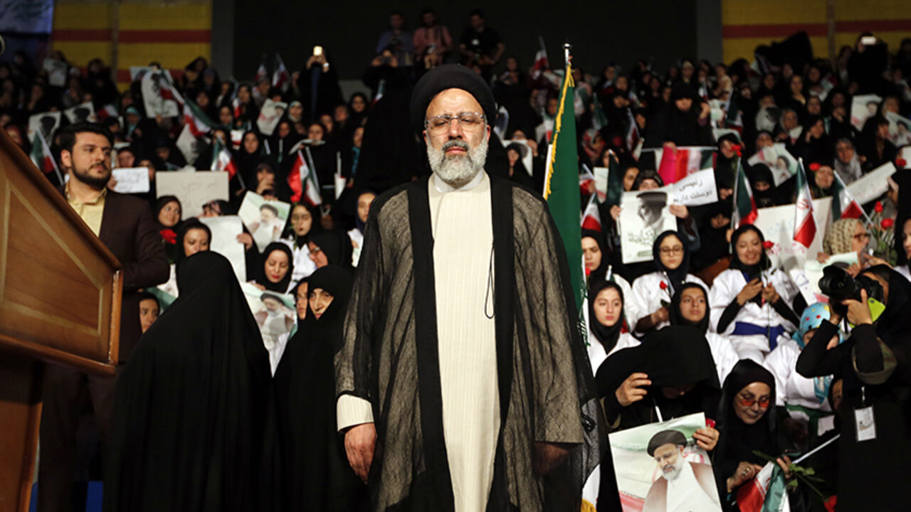 AFP_NZ3AL Iranian presidential candidate Ebrahim Raisi attends a campaign rally in the capital Tehran on April 29, 2017. / AFP PHOTO / ATTA KENARE (Photo credit should read ATTA KENARE/AFP/Getty Images)