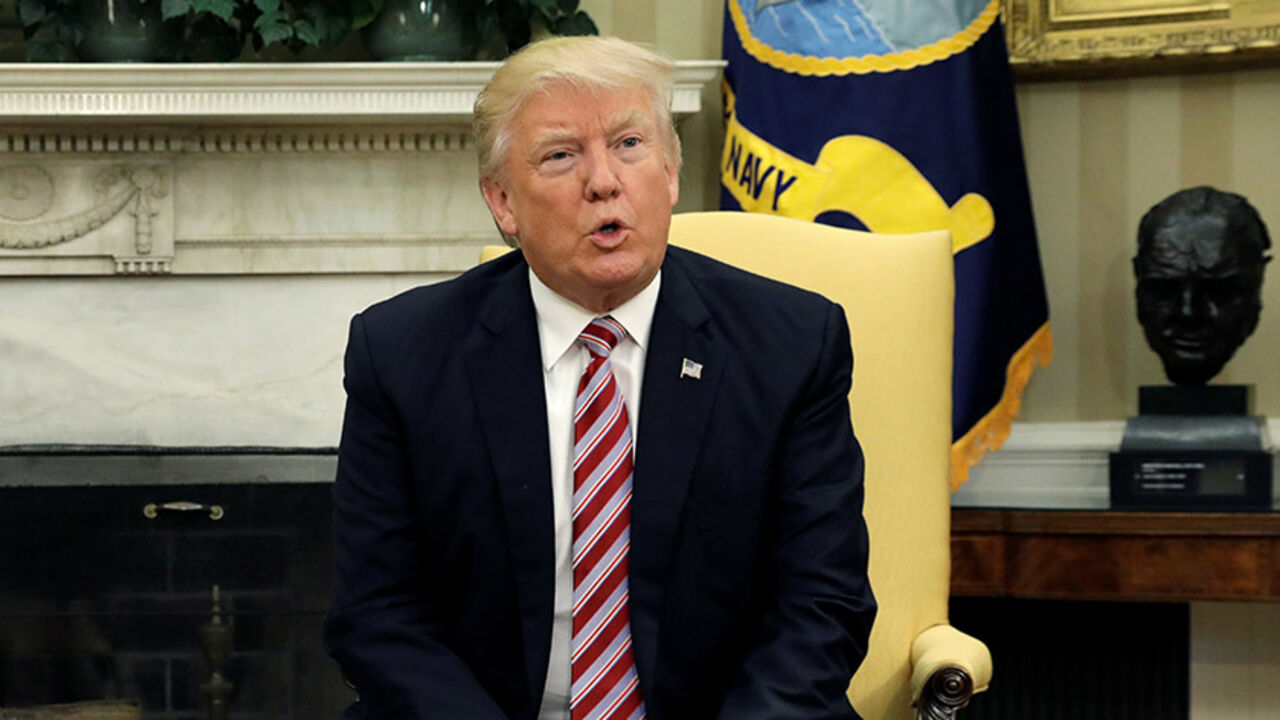 U.S. President Donald Trump speaks to reporters after his meeting with Russian Foreign Minister Sergey Lavrov at the White House in Washington, U.S., May 10, 2017.  REUTERS/Kevin Lamarque - RTS1619B