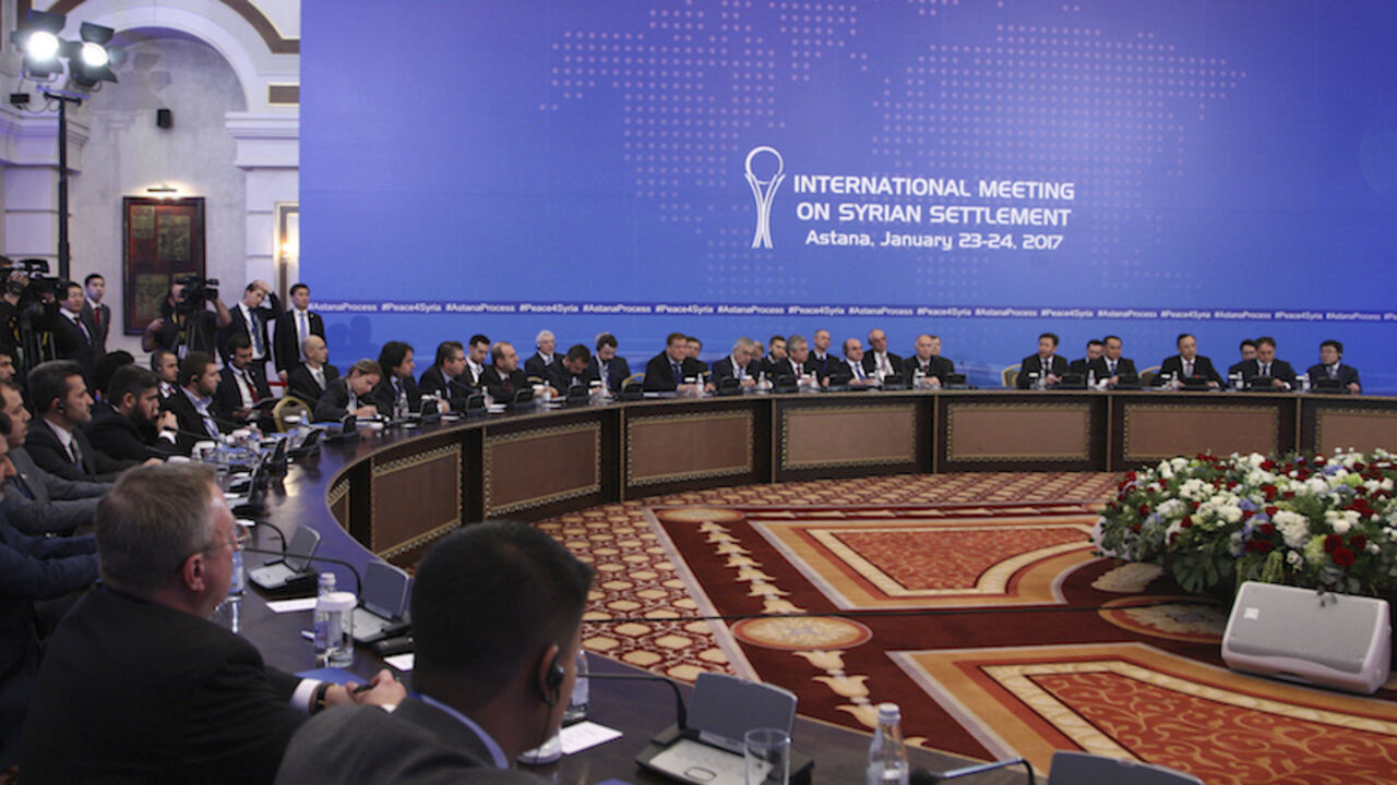 MIDEAST-CRISIS/SYRIA-TALKS Participants of Syria peace talks attend a meeting in Astana, Kazakhstan January 23, 2017. REUTERS/Mukhtar Kholdorbekov - RTSWX03