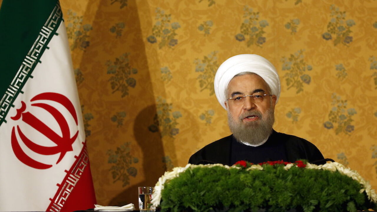 IRAN-EUROPE/ROUHANI Iran President Hassan Rouhani speaks during a news conference in Rome, Italy, January 27, 2016. REUTERS/Alessandro Bianchi - RTX246ST