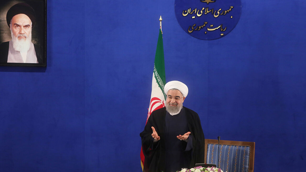 IRAN-ROUHANI/ Iranian president Hassan Rouhani gestures during a news conference in Tehran, Iran, May 22, 2017. TIMA via REUTERS ATTENTION EDITORS - THIS IMAGE WAS PROVIDED BY A THIRD PARTY. FOR EDITORIAL USE ONLY. - RTX371WO