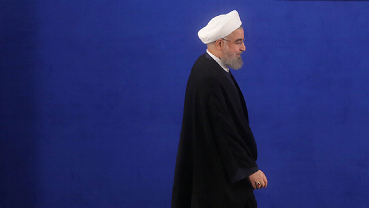 IRAN-ROUHANI/ Iranian president Hassan Rouhani arrives for a news conference in Tehran, Iran, May 22, 2017. TIMA via REUTERS ATTENTION EDITORS - THIS IMAGE WAS PROVIDED BY A THIRD PARTY. FOR EDITORIAL USE ONLY. - RTX371X2