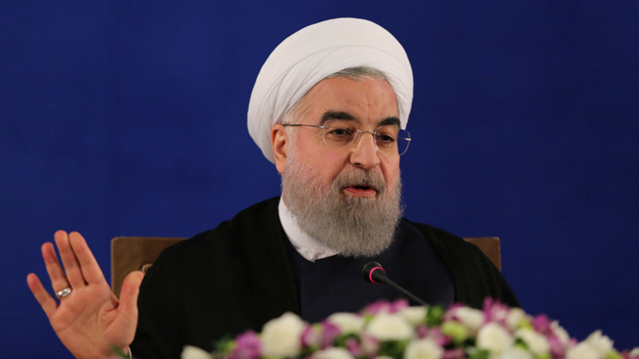 IRAN-ROUHANI/ Iranian president Hassan Rouhani gestures during a news conference in Tehran, Iran, May 22, 2017. TIMA via REUTERS ATTENTION EDITORS - THIS IMAGE WAS PROVIDED BY A THIRD PARTY. FOR EDITORIAL USE ONLY. - RTX372F9