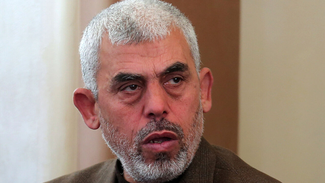 AFP_M04IE Yahya Sinwar, the new leader of Hamas in the Gaza Strip, attends the opening of a new mosque in Rafah town in the southern Gaza Strip on February 24, 2017. / AFP / SAID KHATIB (Photo credit should read SAID KHATIB/AFP/Getty Images)