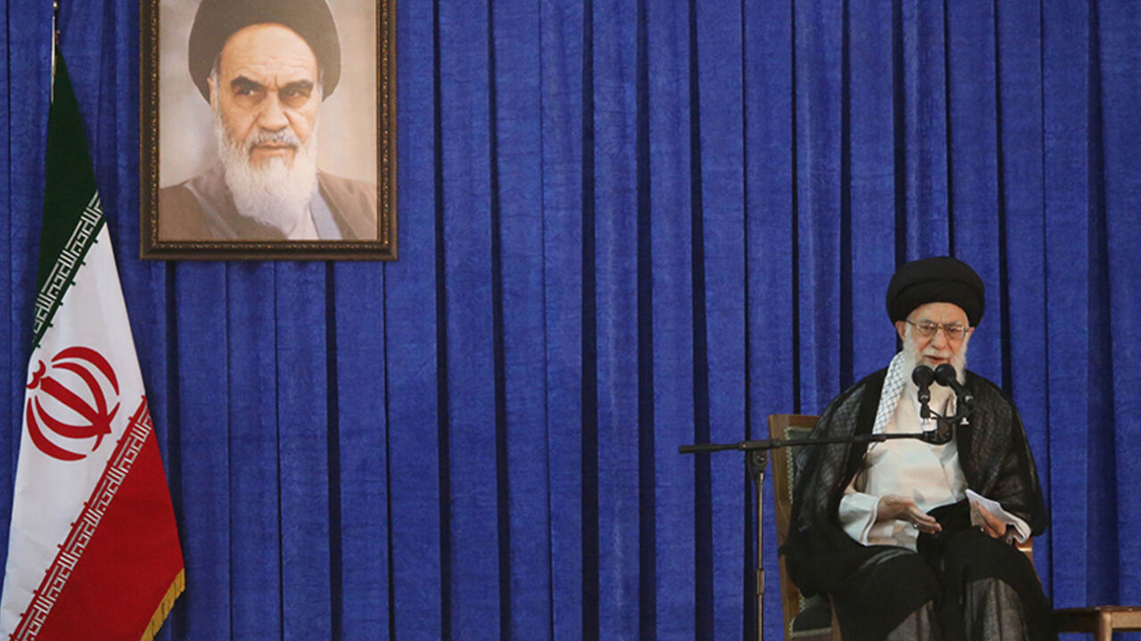 IRAN-LEADER/USA-SAUDI Iran's Supreme Leader Ayatollah Ali Khamenei delivers a speech during a ceremony marking the death anniversary of the founder of the Islamic Republic Ayatollah Ruhollah Khomeini, in Tehran, Iran, June 4, 2017. TIMA via REUTERS ATTENTION EDITORS - THIS IMAGE WAS PROVIDED BY A THIRD PARTY. FOR EDITORIAL USE ONLY. - RTX38ZP7