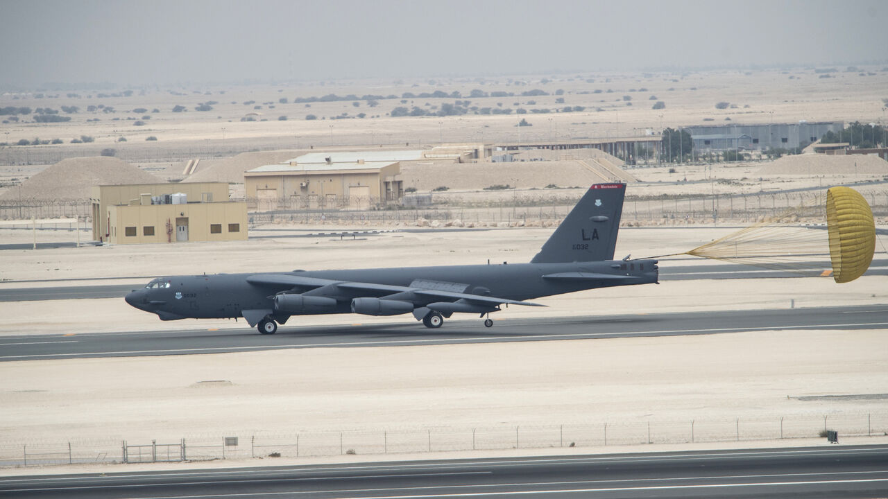 MIDEAST-CRISIS/USA-BOMBERS A U.S. Air Force B-52 Stratofortress bomber from Barksdale Air Force Base, Louisiana, touches down at Al Udeid Air Base, Qatar, April 9, 2016. The U.S. Air Force deployed B-52 bombers to Qatar on Saturday to join the fight against Islamic State in Iraq and Syria, the first time they have been based in the Middle East since the end of the Gulf War in 1991. REUTERS/U.S. Air Force/Staff Sgt. Corey Hook/Handout via Reuters THIS IMAGE HAS BEEN SUPPLIED BY A THIRD PARTY. IT IS DISTRIBUTED, EXACTLY AS RECEIVED B
