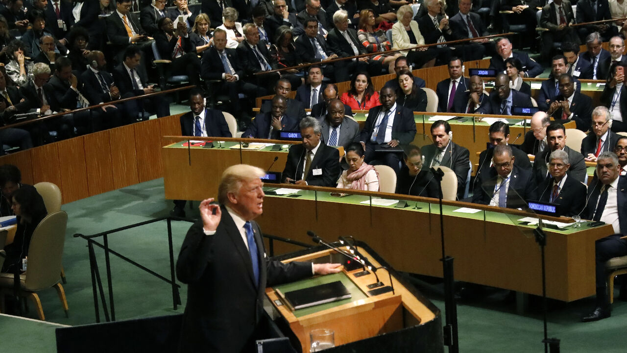 U.S. President Donald Trump addresses the 72nd United Nations General Assembly at U.N. headquarters in New York, U.S., September 19, 2017. REUTERS/Brendan McDermid - HP1ED9J1M62W6