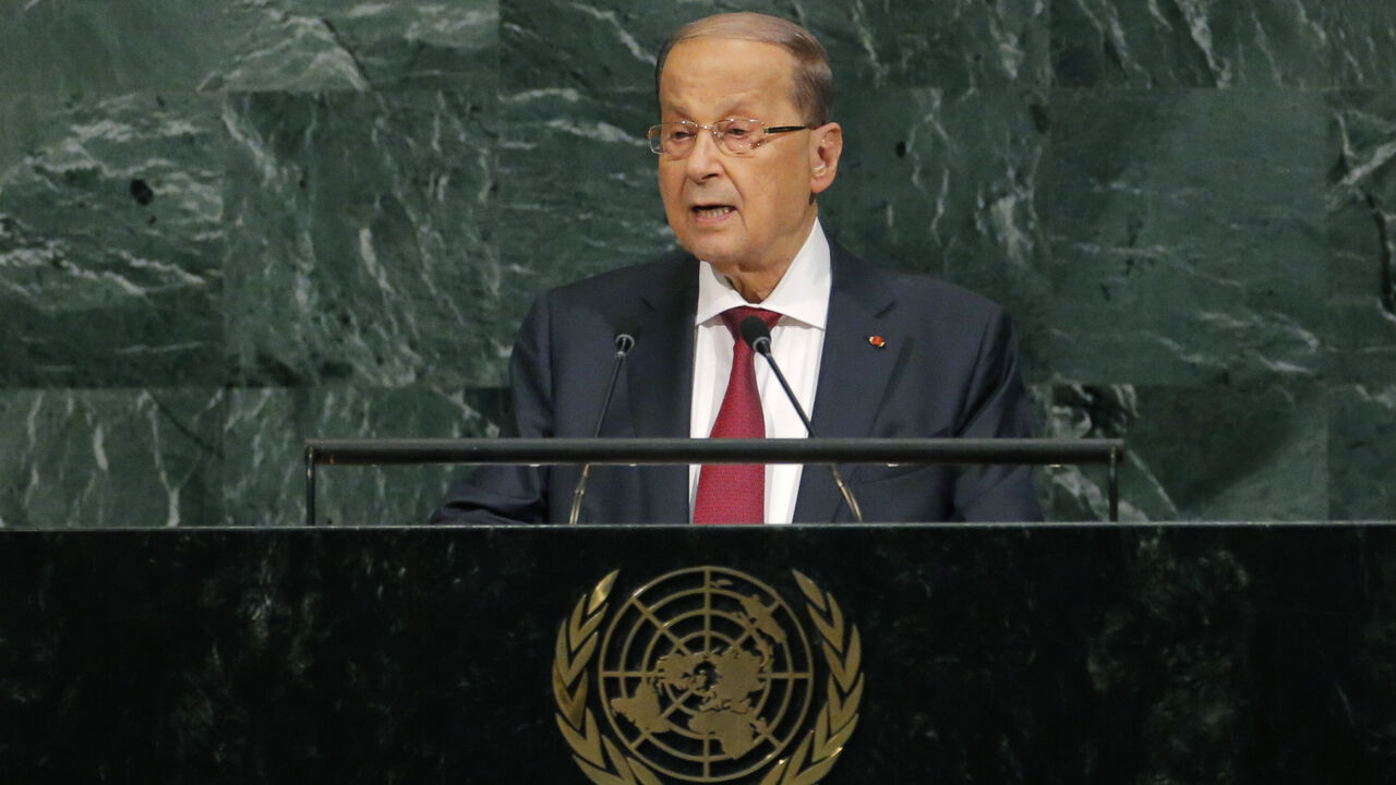 UN-ASSEMBLY/LEBANON Lebanese President Michel Aoun addresses the 72nd United Nations General Assembly at U.N. headquarters in New York, U.S., September 21, 2017. REUTERS/Lucas Jackson - HP1ED9L14P27I