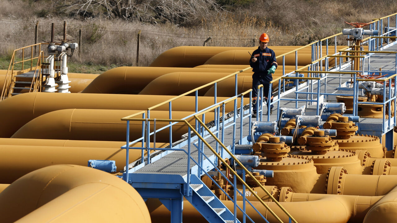 TURKEY/ A worker performs checks at Turkey's Mediterranean port of Ceyhan, which is run by state-owned Petroleum Pipeline Corporation (BOTAS), some 70 km (43.5 miles) from Adana February 19, 2014. Crude oil flow through the Kirkuk-Ceyhan pipeline linking Iraq to Turkey restarted on Wednesday at a rate of at a rate of about 300,000-350,000 barrels per day (bpd), a Turkish energy official said. The pipeline, which carries Kirkuk crude to Turkey's Mediterranean port of Ceyhan, was down for more than 10 days after comi