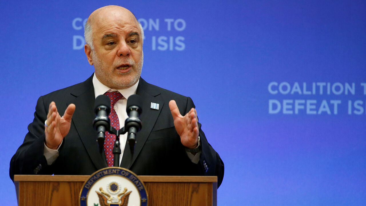 MIDEAST-CRISIS/USA Iraqi Prime Minister Haider al-Abadi delivers remarks at the morning ministerial plenary for the Global Coalition working to Defeat ISIS at the State Department in Washington, U.S., March 22, 2017. REUTERS/Joshua Roberts - RC1161797E40