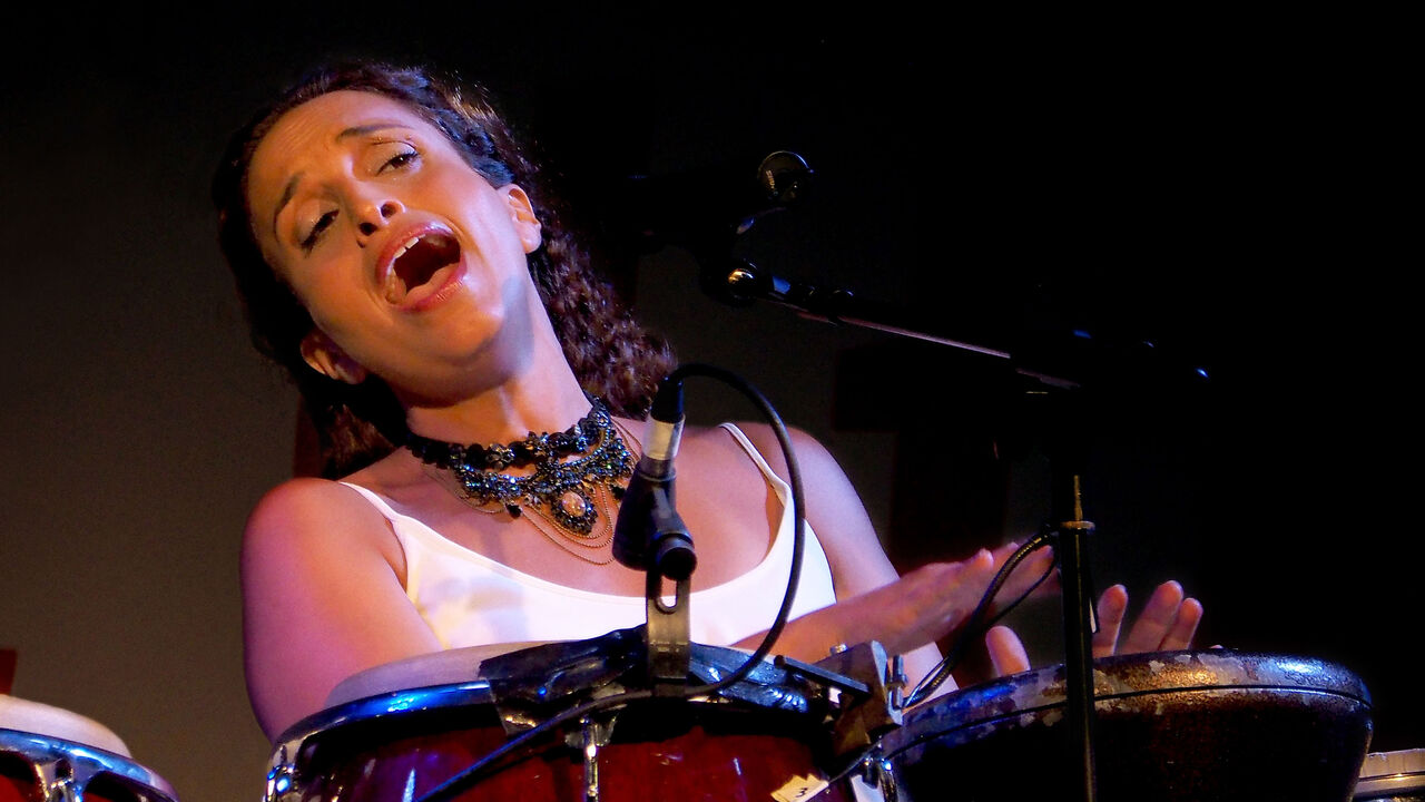 81353199 BOLOGNA, ITALY - AUGUST 27: Israelian musician Noa performs in concert with israeli palestinian singer Mira Awad their concert at Festa Nazionale dell'Unita on August 27, 2014 in Bologna, Italy. (Photo by Roberto Serra - Iguana Press/Getty Images)