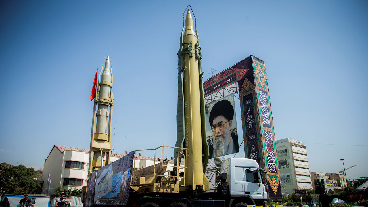 A display featuring missiles and a portrait of Iran's Supreme Leader Ayatollah Ali Khamenei is seen at Baharestan Square in Tehran, Iran September 27, 2017. Picture taken September 27, 2017. Nazanin Tabatabaee Yazdi/TIMA via REUTERS ATTENTION EDITORS - THIS IMAGE WAS PROVIDED BY A THIRD PARTY. - RC11BFED01E0