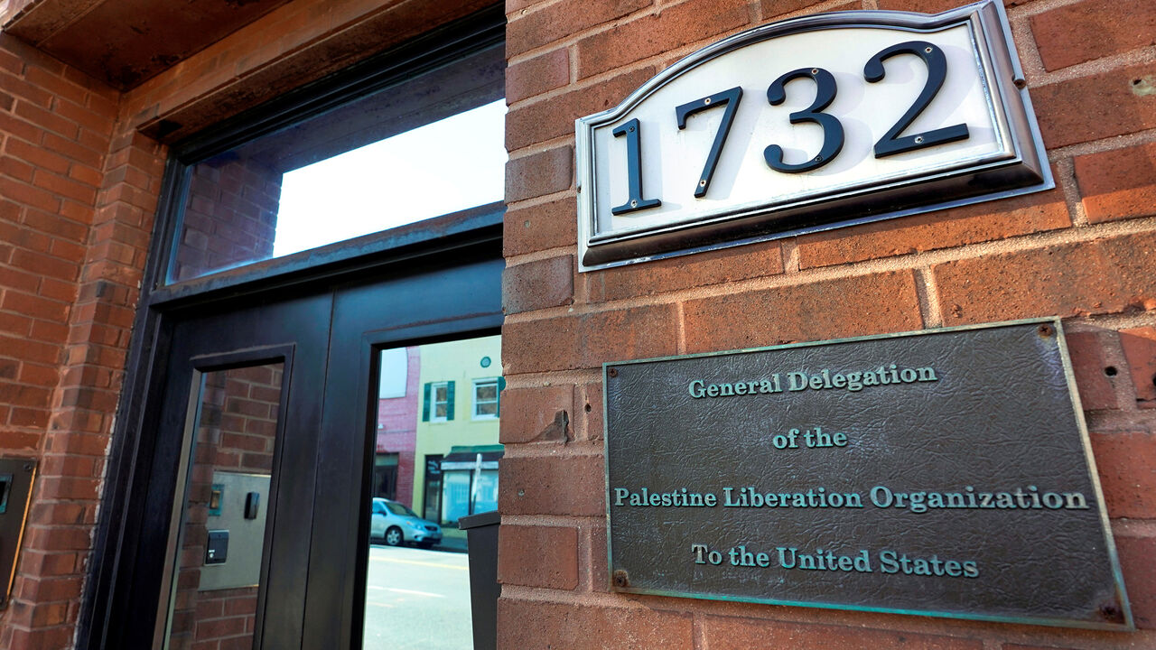 The Palestine Liberation Organization office is seen in Washington, U.S., November 19, 2017. U.S. State Department official said that under legislation passed by Congress, Secretary of State Rex Tillerson could not renew a certification that expired this month for the PLO office. REUTERS/Yuri Gripas - RC1155BD2A70