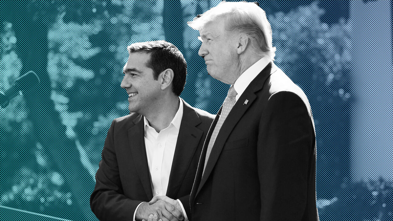 AFP_TH39C US President Donald Trump shakes hands with with Greece's Prime Minister Alexis Tsipras following a press conference in the Rose Garden of the White House on October 17, 2017 in Washington, DC. / AFP PHOTO / MANDEL NGAN (Photo credit should read MANDEL NGAN/AFP/Getty Images)