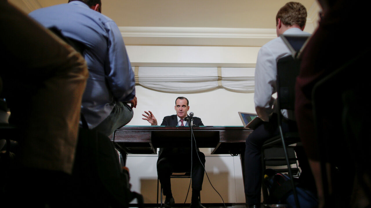 UN-ASSEMBLY/ U.S. envoy to the coalition against Islamic State, Brett McGurk, speaks with media during a briefing to Defeat ISIS and an update on the Coalition's efforts during the 72nd United Nations General Assembly in New York, U.S., September 22, 2017. REUTERS/Eduardo Munoz - RC1818FBC0E0