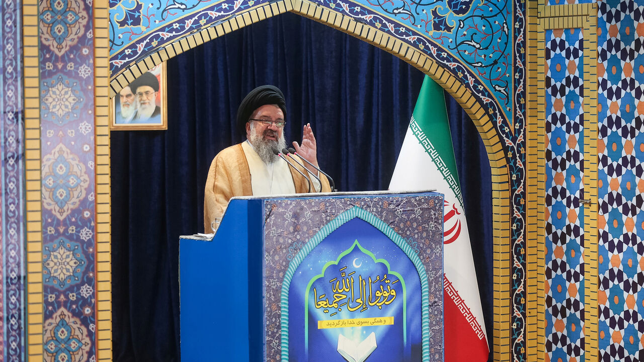 IRAN-RELIGION/ Iranian cleric Ayatollah Seyed Ahmad Khatami delivers a sermon during Friday prayers in Tehran, Iran, May 26, 2017. TIMA via REUTERS ATTENTION EDITORS - THIS IMAGE WAS PROVIDED BY A THIRD PARTY. FOR EDITORIAL USE ONLY. - RC12C74A0C80