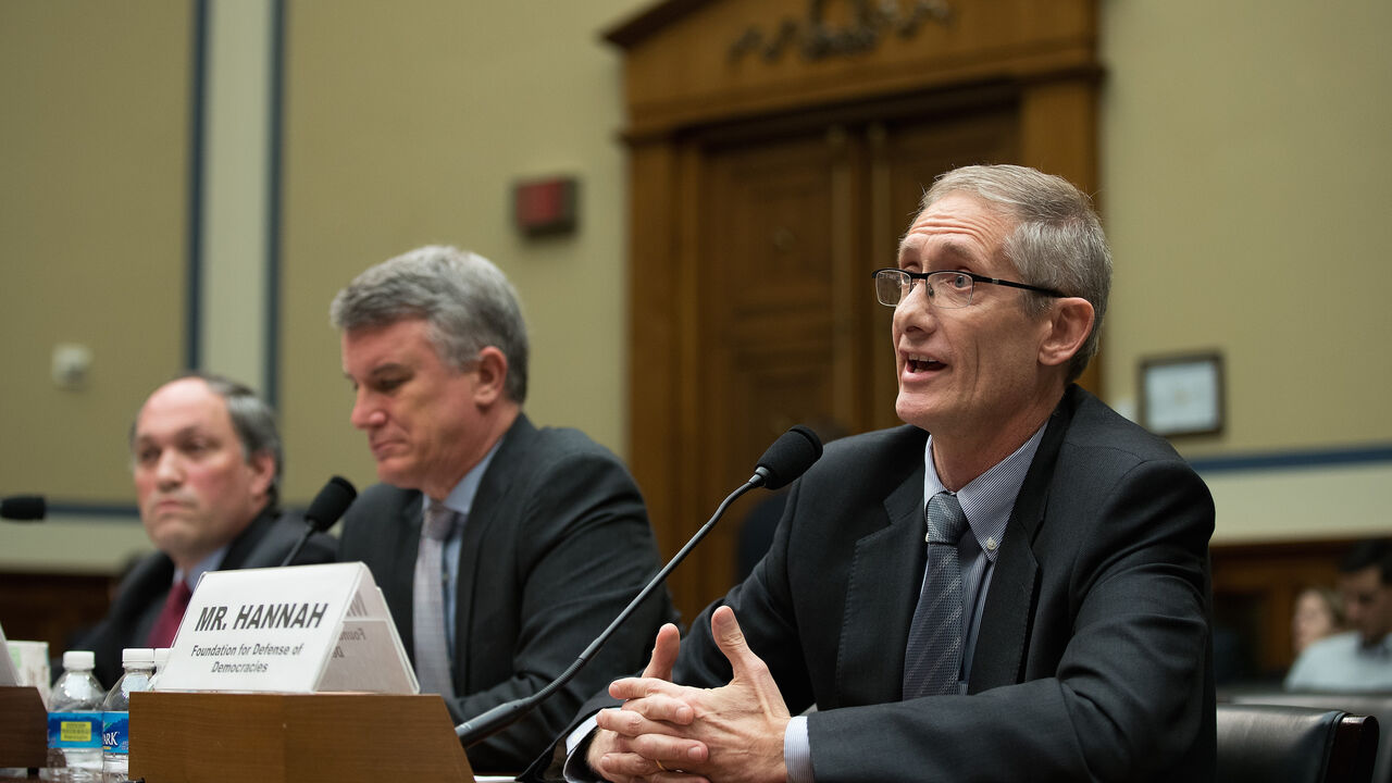 90664853 WASHINGTON, DC - MAY 17: L to R, Michael Rubin, resident scholar at the American Enterprise Institute, Michael Doran, senior fellow at the Hudson Institute, and John Hannah, senior counselor at Foundation for Defense of Democracies, testify during a House Oversight and Government Reform Committee hearing titled "White House Narratives on the Iran Nuclear Deal," on Capitol Hill, May 17, 2016, in Washington, DC. Ben Rhodes, White House Deputy National Security Adviser for Strategic Communication, has been und