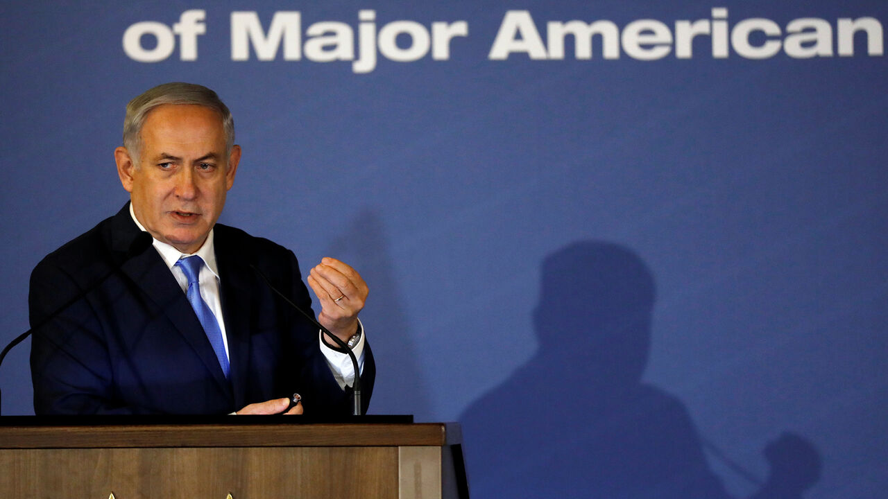 ISRAEL-POLITICS/NETANYAHU Israeli Prime Minister Benjamin Netanyahu speaks during an event organized by the Conference of Presidents of Major American Jewish Organisations in Jerusalem, February 21, 2018. REUTERS/Ronen Zvulun - RC111BBBB180