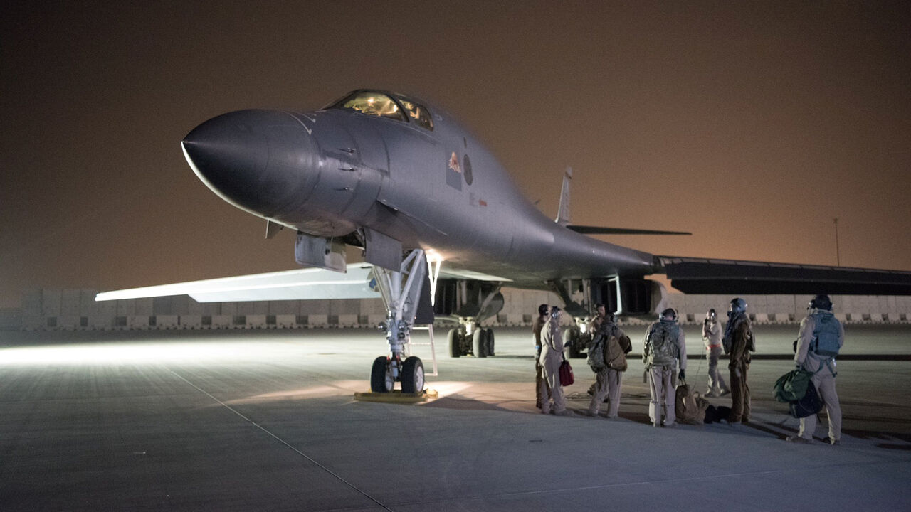 MIDEAST-CRISIS/SYRIA A U.S. Air Force B-1B Lancer and crew, being deployed to launch strike as part of the multinational response to Syria's use of chemical weapons, is seen in this image released from Al Udeid Air Base, Doha, Qatar on April 14, 2018. U.S. Air Force/Handout via REUTERS. ATTENTION EDITORS - THIS IMAGE WAS PROVIDED BY A THIRD PARTY - RC1FB58E8DC0