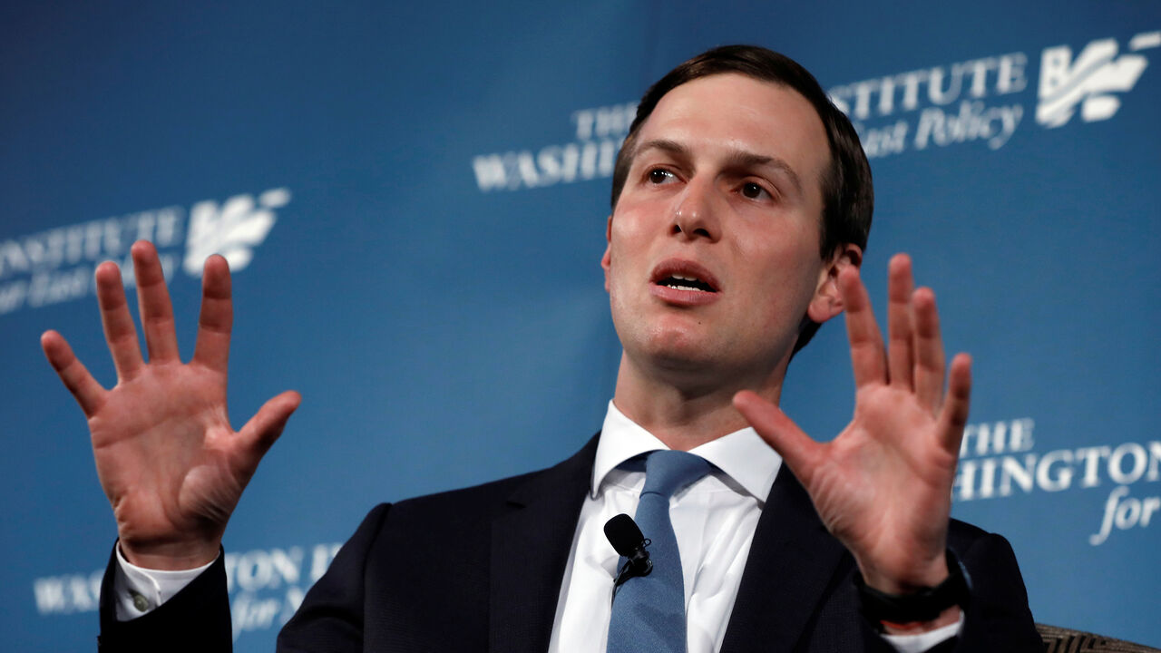 White House senior adviser Jared Kushner attends a discussion at WINEP dinner in Washington White House senior adviser Jared Kushner, U.S. President Donald Trump's son-in-law, speaks during a discussion on "Inside the Trump Administration's Middle East Peace Effort" at a dinner symposium of the Washington Institute for Near East Policy (WINEP) in Washington, U.S., May 2, 2019. REUTERS/Yuri Gripas - RC1B17280EE0