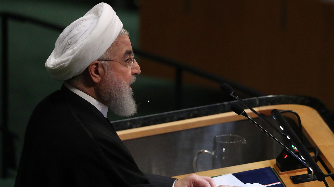 UN-ASSEMBLY/ Iran's President Hassan Rouhani addresses the 73rd session of the United Nations General Assembly at U.N. headquarters in New York, U.S., September 25, 2018. REUTERS/Shannon Stapleton - HP1EE9P1F9A74