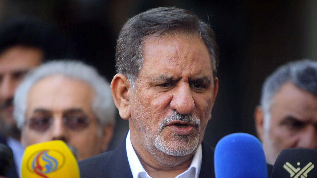 Iranian Vice President Eshaq Jahangiri speaks during a news conference after a meeting with Iraq's top Shi'ite cleric Grand Ayatollah Ali al-Sistani in Najaf, south of Baghdad, February 18, 2015. REUTERS/Alaa Al-Marjani  (IRAQ - Tags: SOCIETY) - GM1EB2I1S2901