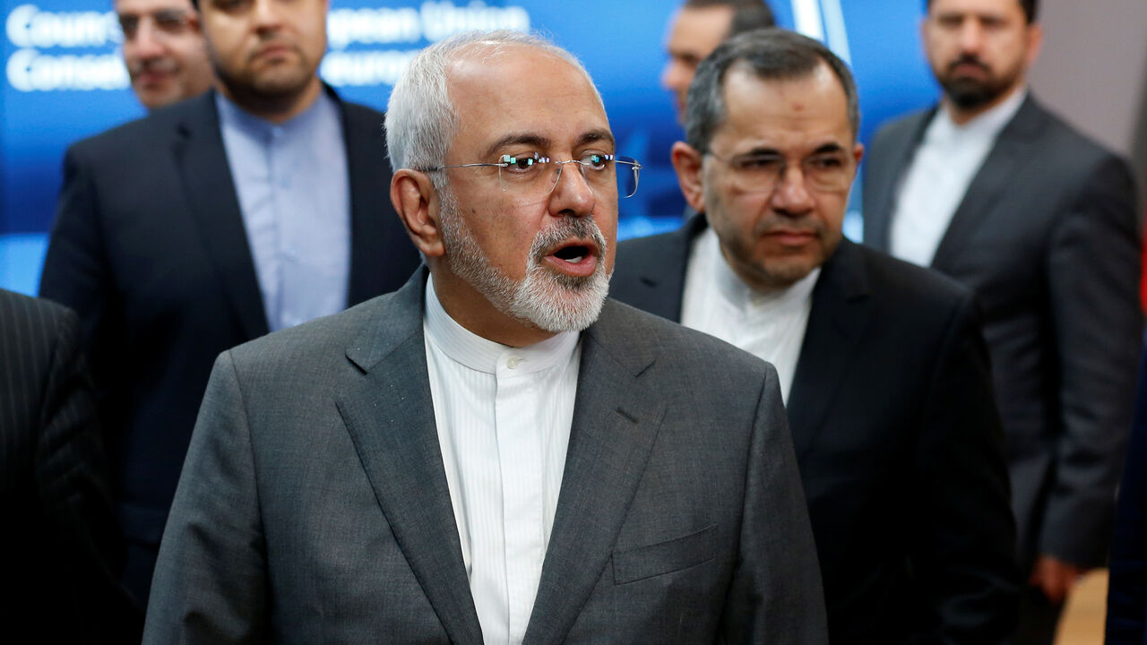 IRAN-NUCLEAR/EUROPE Iran's Foreign Minister Mohammad Javad Zarif talks to the media as he leaves after a meeting with European Union foreign policy chief Federica Mogherini at the EU Council in Brussels, Belgium, May 15, 2018. REUTERS/Francois Lenoir - RC1F7FDF7BB0