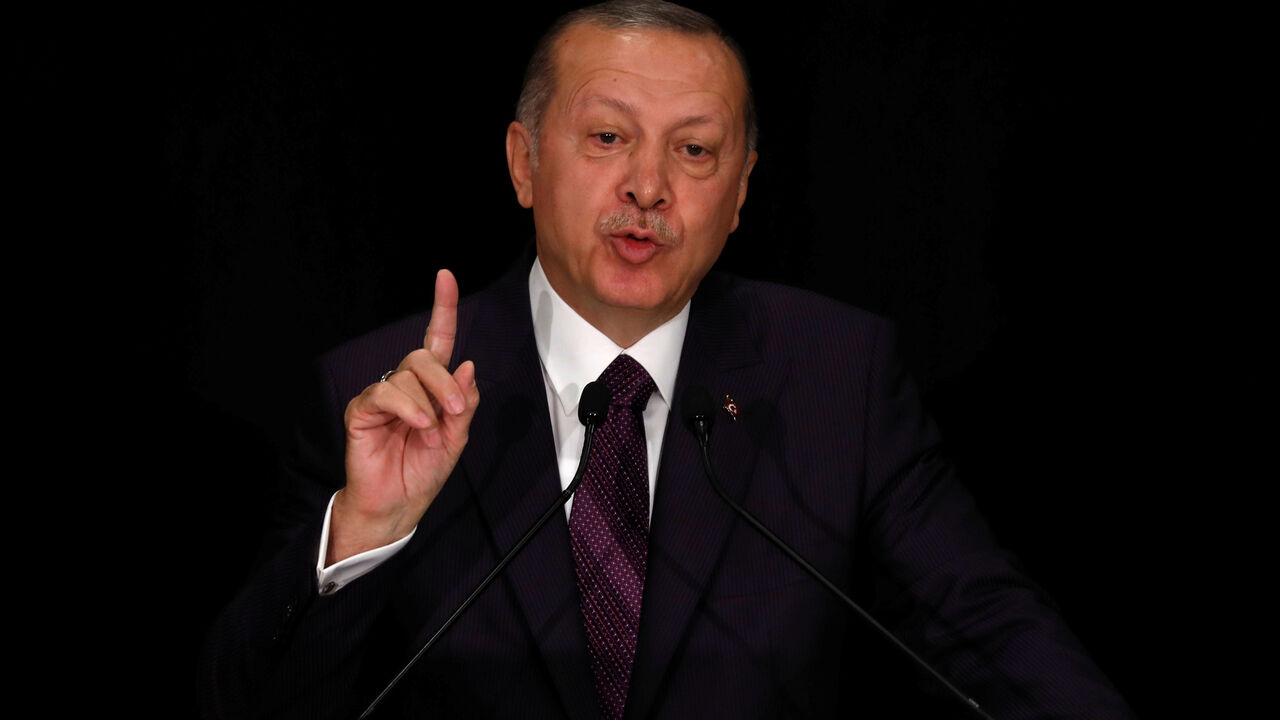 Turkish President Erdogan addresses teachers and students at Kabatas High School in Istanbul Turkish President Tayyip Erdogan addresses teachers and students at Kabatas High School in Istanbul, Turkey September 18, 2018. REUTERS/Murad Sezer - RC15BE5F08A0