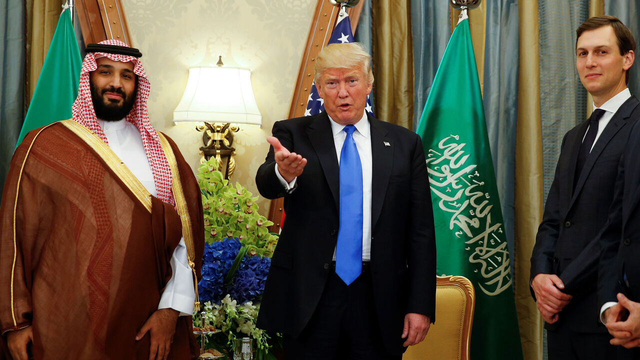 SAUDI-POLITICS/DISSIDENT U.S. President Donald Trump, flanked by White House senior advisor Jared Kushner, meets with Saudi Arabia's Deputy Crown Prince Mohammed bin Salman at the Ritz Carlton Hotel in Riyadh, Saudi Arabia May 20, 2017. Picture taken May 20, 2017. REUTERS/Jonathan Ernst - RC16ED267CF0