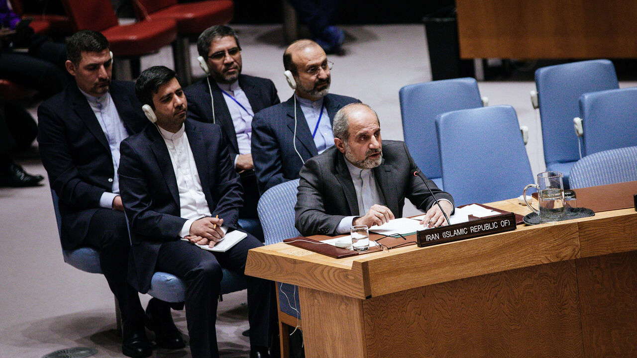 pompeo-0185.jpg NEW YORK, NY - DECEMBER 12: Irans Deputy Permanent Representative to the United Nations, Es'hagh Al Habib delivers remarks at the United Nations Security Council meeting on Iran at the United Nations on December 12, 2018 in New York City. (Photo by Kevin Hagen/Getty Images)
