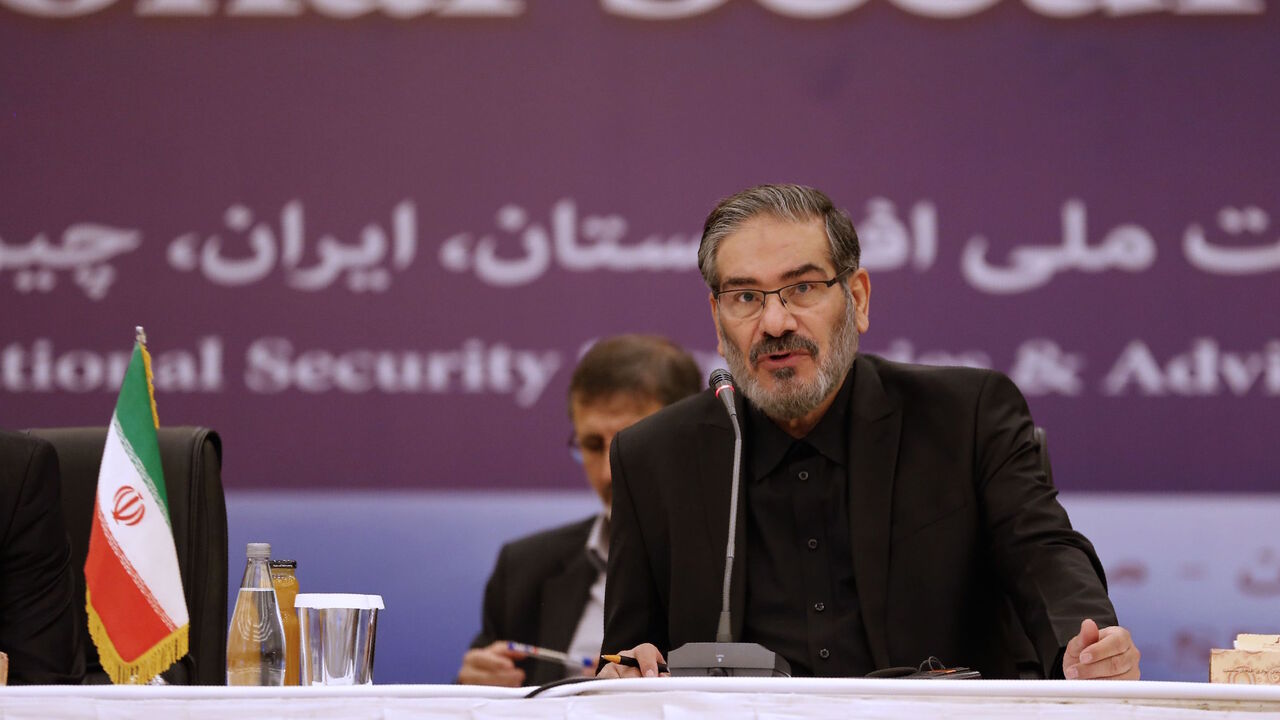AFP_19G5LJ Ali Shamkhani, secretary of the Supreme National Security Council of Iran speaks during the first meeting of national security secretaries of Afghanistan, China, Iran, India and Russia, in the Iranian capital Tehran on September 26, 2018. (Photo by ATTA KENARE / AFP) (Photo credit should read ATTA KENARE/AFP/Getty Images)