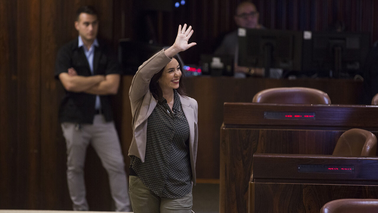 775274314LM015_Israel_s_Gov JERUSALEM, ISRAEL - DECEMBER 26: (ISRAEL OUT) Miri Regev, Israel's Minister of Culture and Sport waves during a discussion to vote on the dissolution of the Israeli Parliament in the Knesset on December 26, 2018 in Jerusalem, Israel. Party leaders in Prime Minister Benjamin Netanyahu's right-wing coalition, which has a thin majority, decided to dissolve the government and call for elections in April, eight months earlier than required by law. (Photo by Lior Mizrahi/Getty Images)