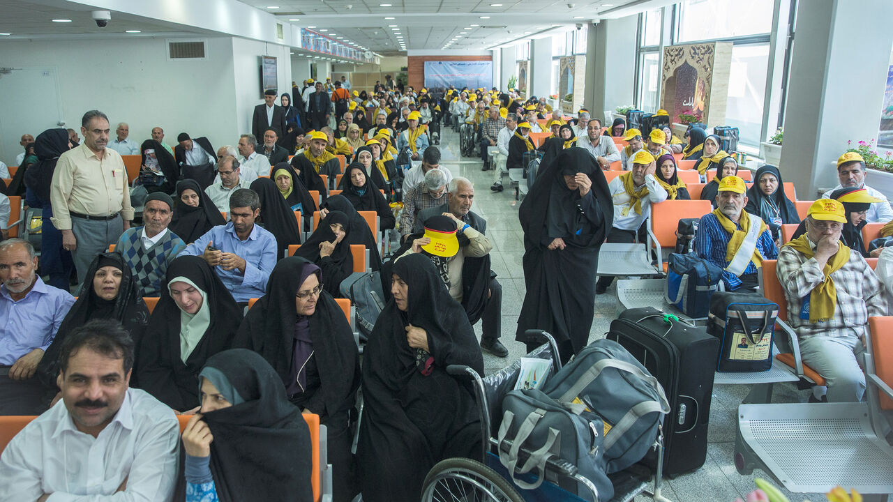 IRAN-SAUDI ARABIA/HAJ Iranian pilgrims wait at the Imam Khomeini airport in Tehran as they depart for the annual haj pilgrimage to the holy city of Mecca, in Tehran, Iran, July 31, 2017. Nazanin Tabatabaee Yazdi / TIMA via REUTERS. ATTENTION EDITORS – THIS IMAGE HAS BEEN SUPPLIED BY A THIRD PARTY. - RC1CBB5CCCA0