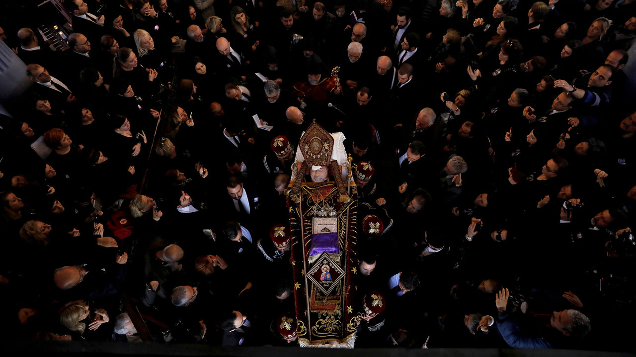 TURKEY-ARMENIAN/PATRIARCH-FUNERAL Mourners attend the funeral of Armenian Patriarch Mesrob II Mutafyan at Surp Asdvadzadzin Patriarchal Church in Istanbul, Turkey, March 17, 2019. REUTERS/Umit Bektas TPX IMAGES OF THE DAY - RC16121CA2E0