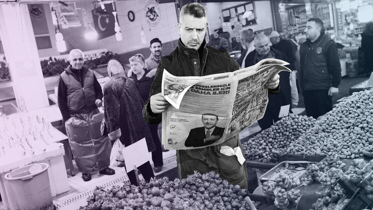 TURKEY-ELECTION/ECONOMY A stallholder reads a newspaper as he waits for customers at a bazaar in Ankara, Turkey, March 26, 2019. Picture taken March 26, 2019. REUTERS/Umit Bektas - RC14A18DA6D0